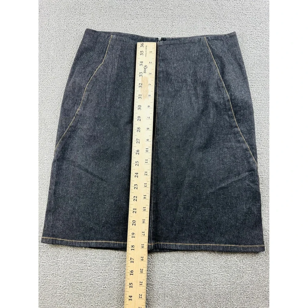 Y2K Ann Taylor LOFT Skirt Women 6P Black Mini Pencil Stretch Denim Workwear‎
